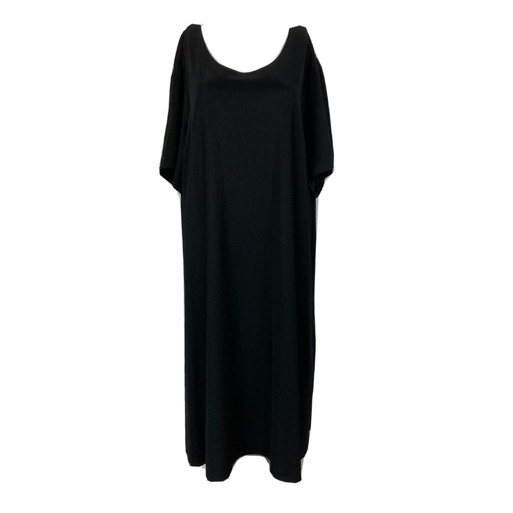 Susan‎ Graver Style Dress 3X Womens Black Scoop Neck Stretch Midi Minimalist